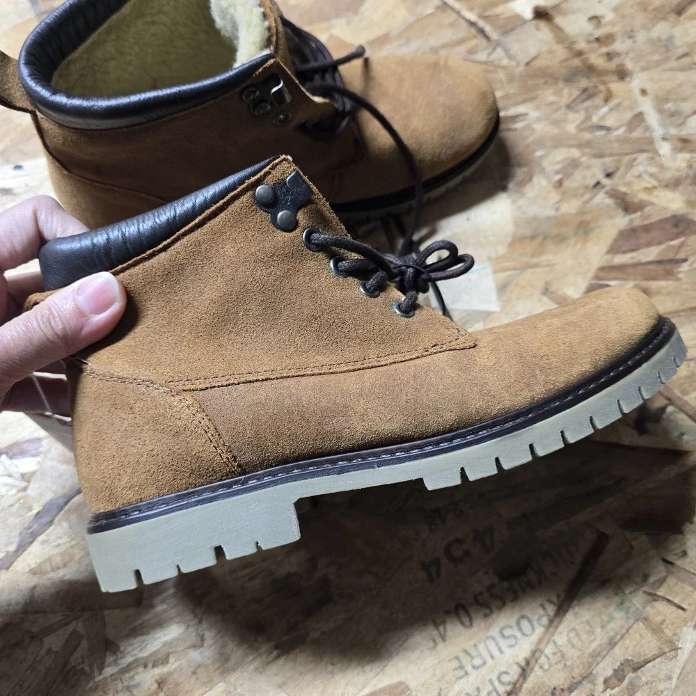 NWT Zara Kids Boys Brown Suede‎ Faux Fur Lined Winter Boots Size 37 EU US 4.5